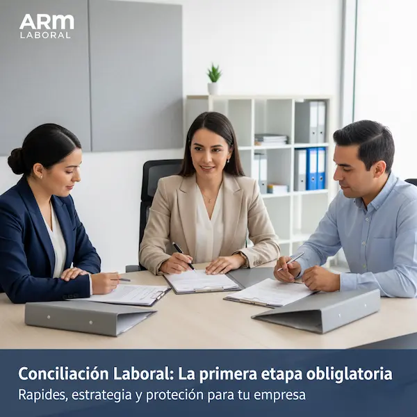 Abogados en una mesa de conciliación.